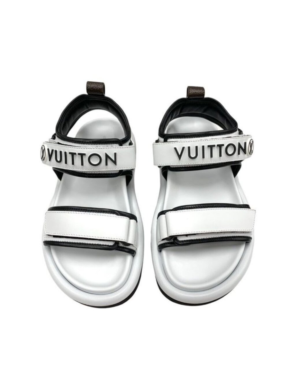★SOLD★ Louis Vuitton Pool Pillow Line Sandals Shoes Leather White Black - Picture 2 of 10
